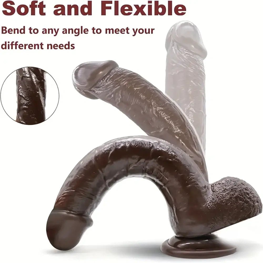 Ebony tone curved realistic dildo, photo 3