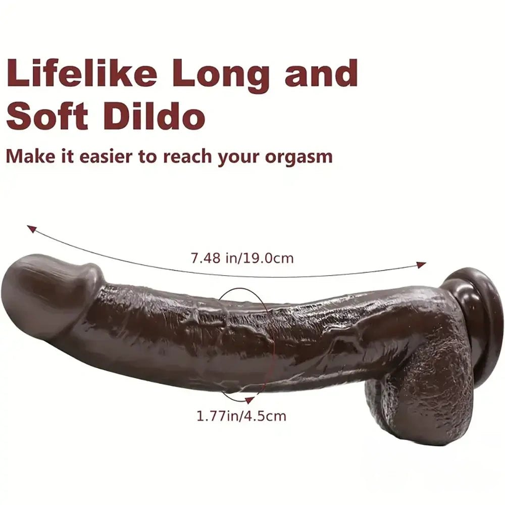 Ebony tone curved realistic dildo, photo 4