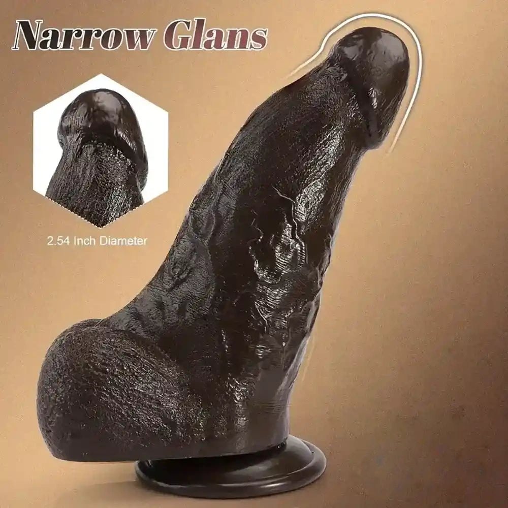 Ebony realistic PVC dildo with suction cup base, photo 4