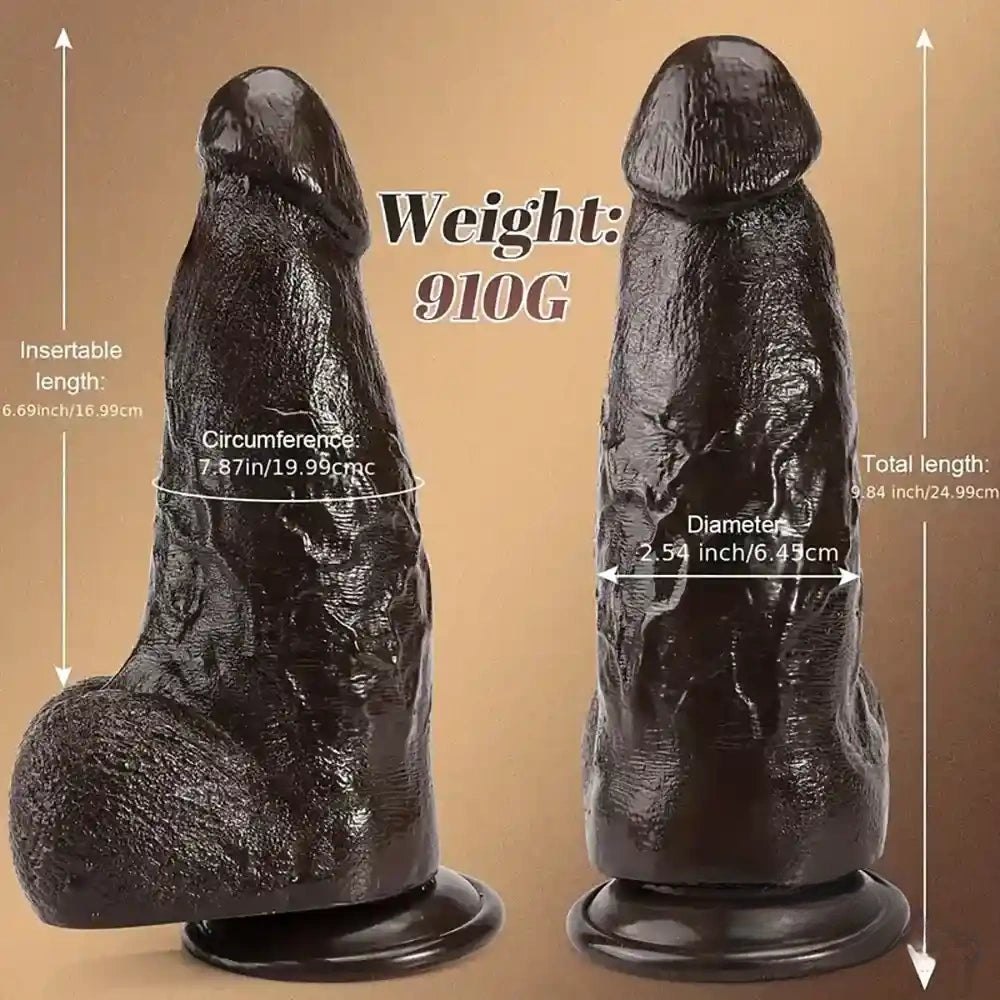Ebony realistic PVC dildo with suction cup base, photo 5