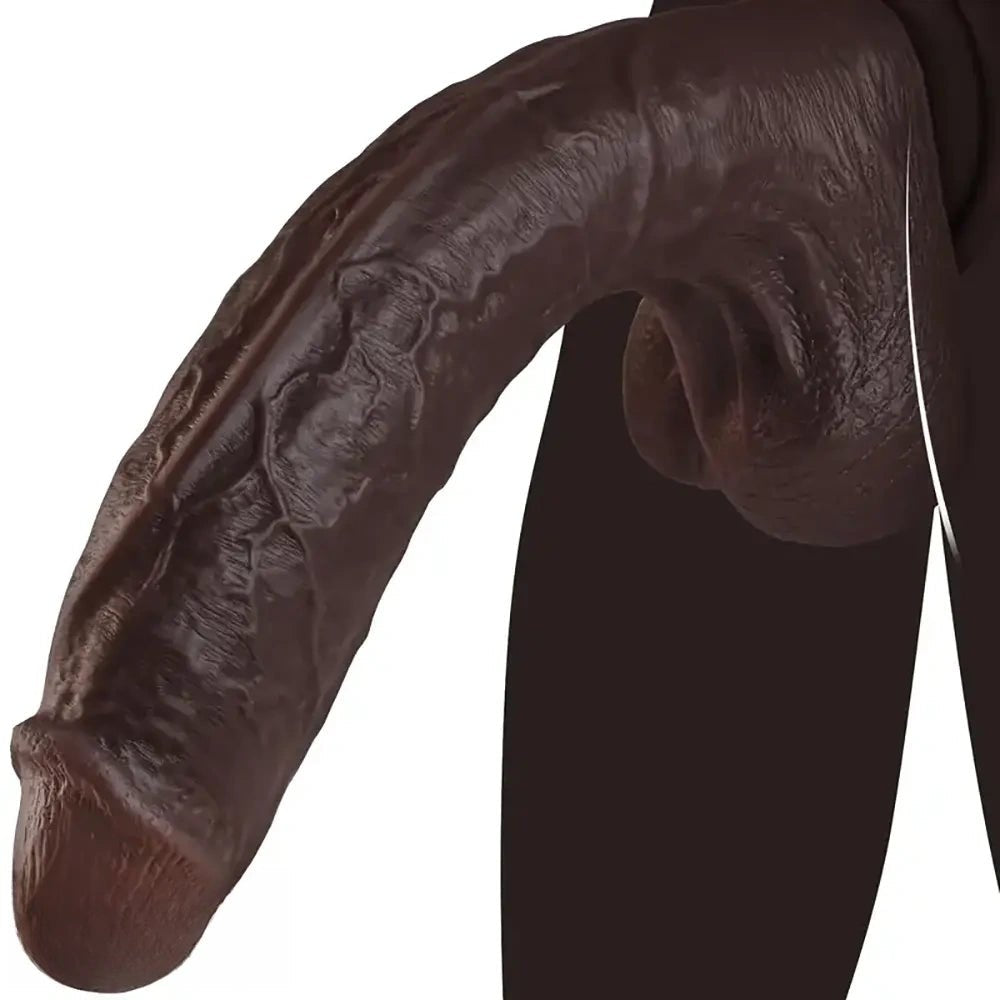 Ebony curved realistic silicone dildo, photo 1
