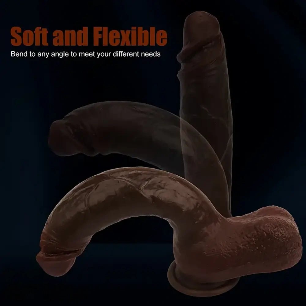 Ebony curved realistic silicone dildo, photo 3