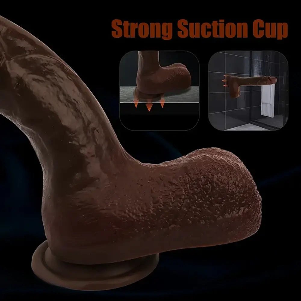 Ebony curved realistic silicone dildo, photo 4