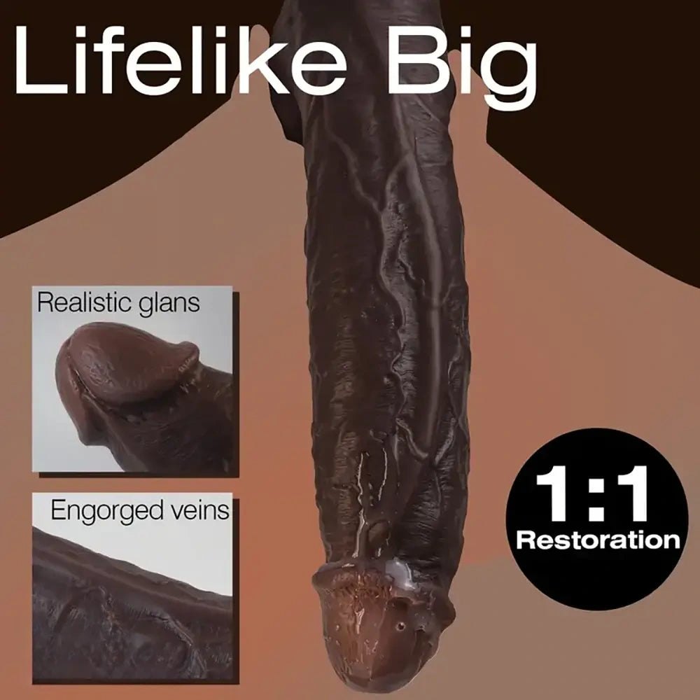 Ebony curved realistic silicone dildo, photo 5