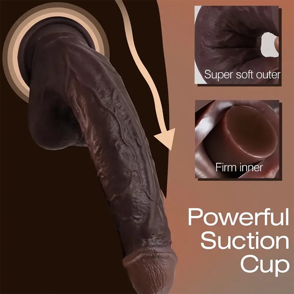 Ebony curved realistic silicone dildo, photo 7