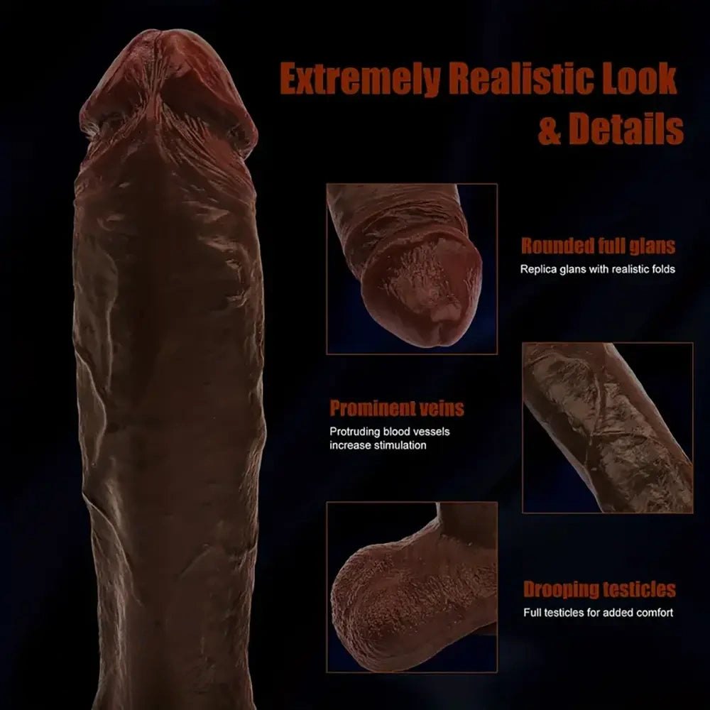 Ebony curved realistic silicone dildo, photo 8