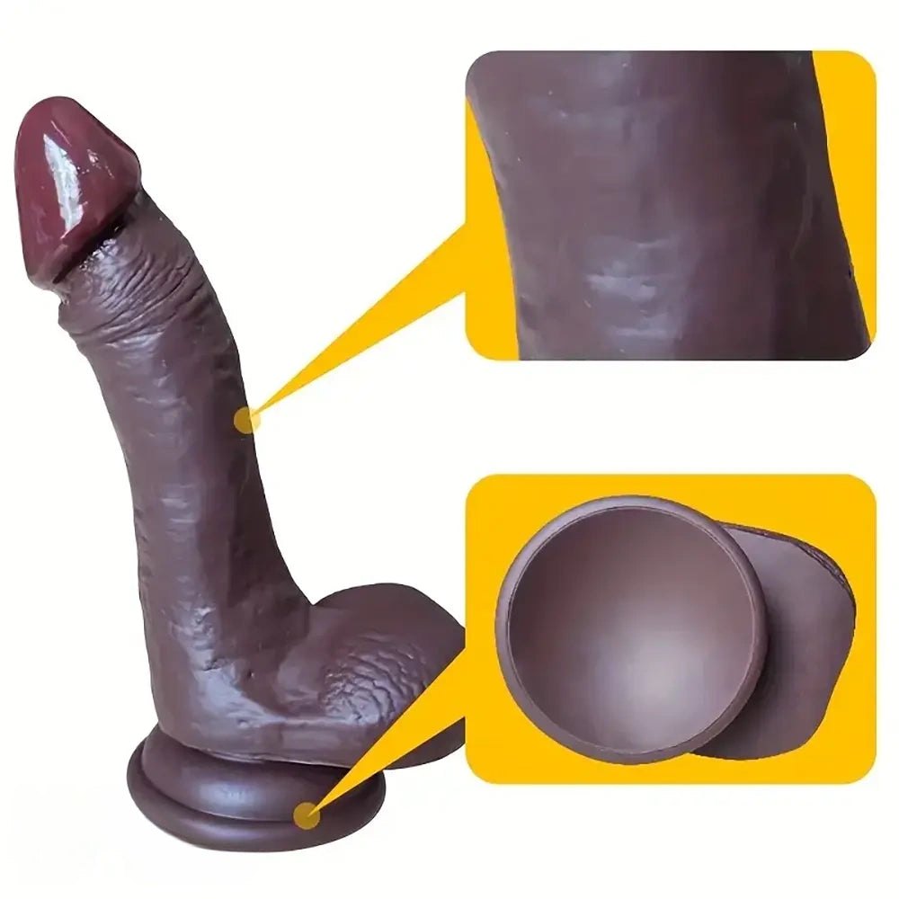 Coffee tone realistic silicone dildo, photo 3