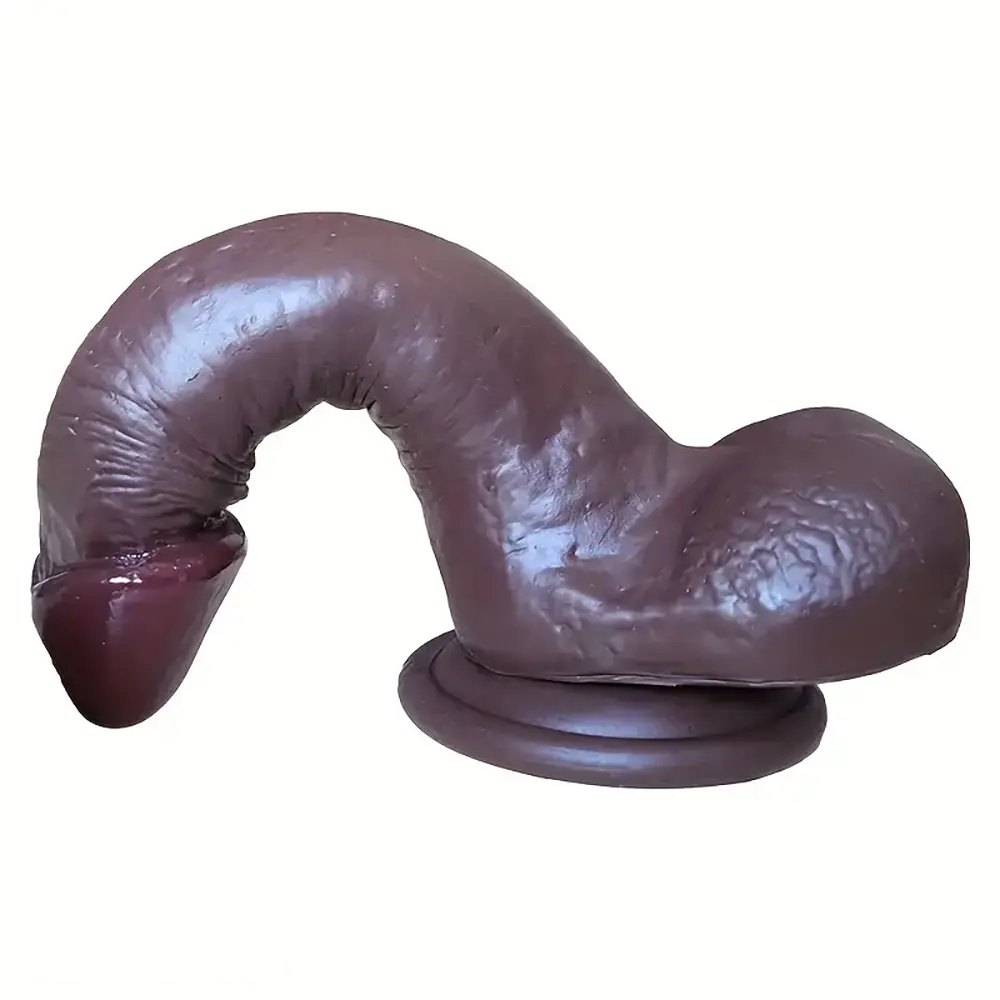 Coffee tone realistic silicone dildo, photo 5