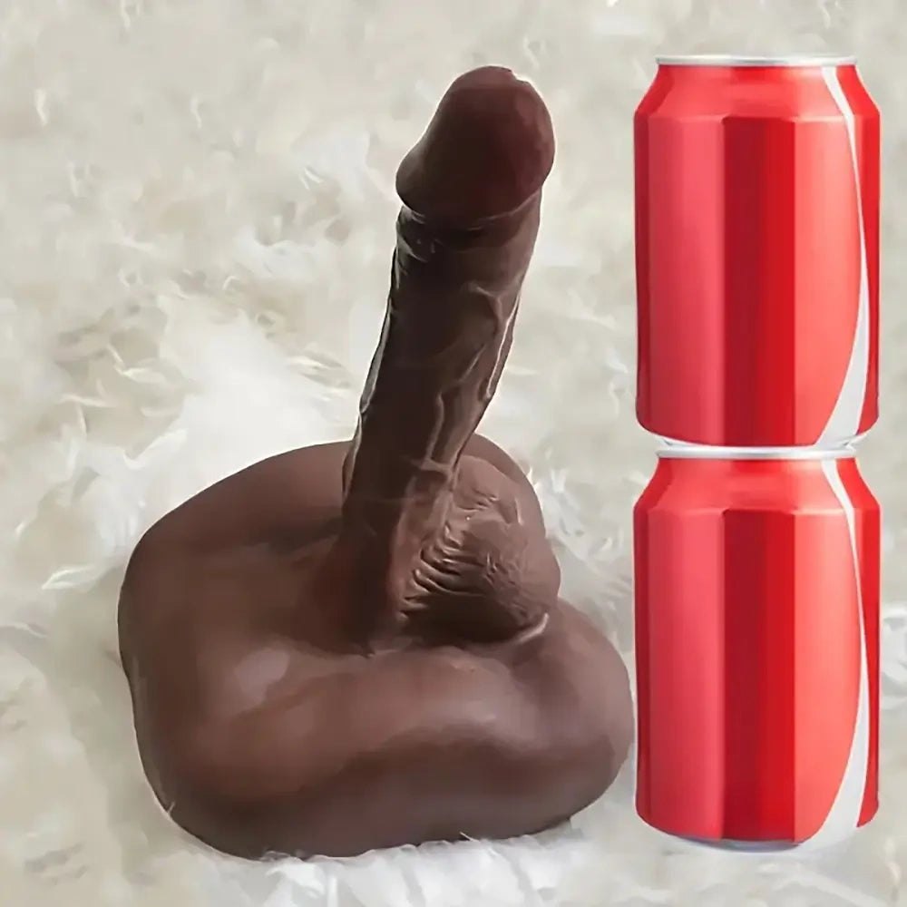 Ebony realistic silicone dildo with flat base, photo 6