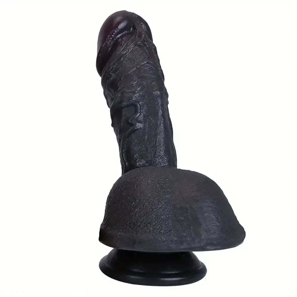 Black ebony realistic silicone dildo, photo 1