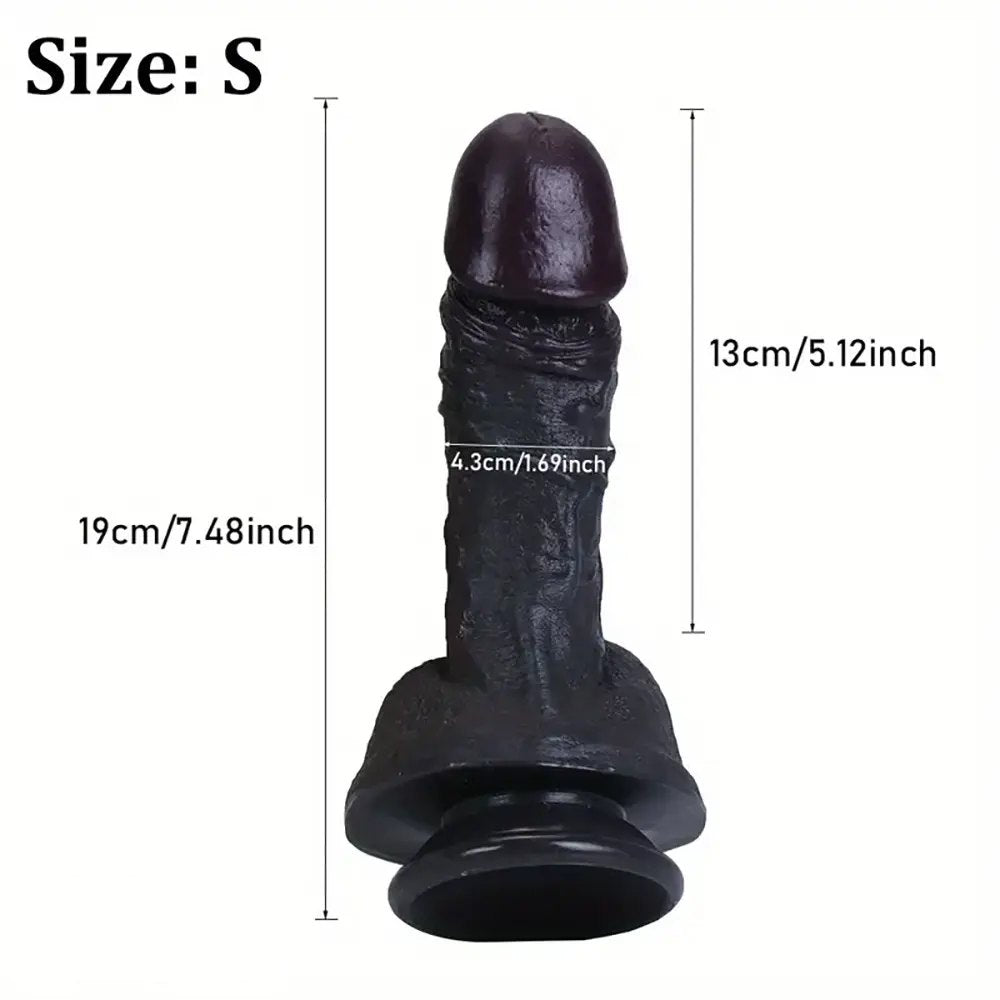 Black ebony realistic silicone dildo, photo 12