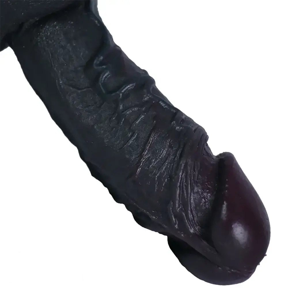 Black ebony realistic silicone dildo, photo 14