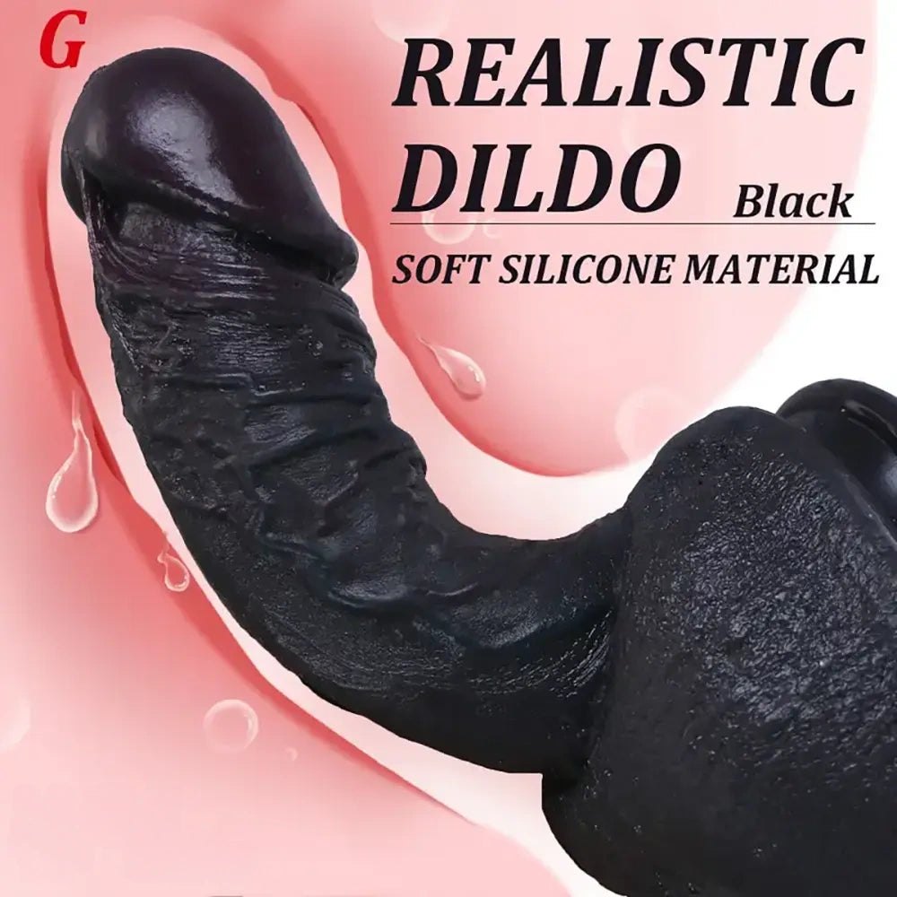 Black ebony realistic silicone dildo, photo 9