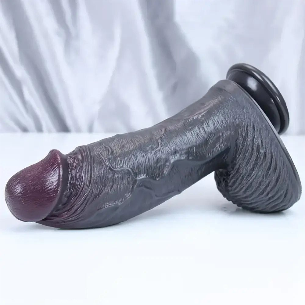 Ebony realistic silicone suction cup dildo, photo 1