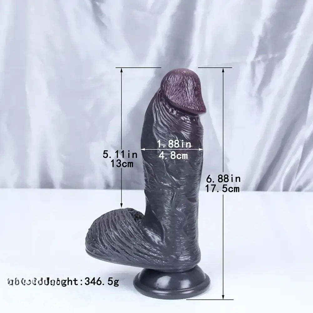 Ebony realistic silicone suction cup dildo, photo 3