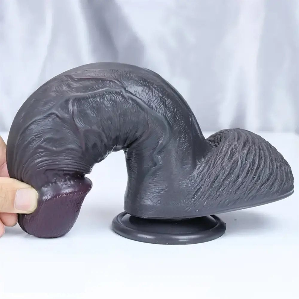 Ebony realistic silicone suction cup dildo, photo 4