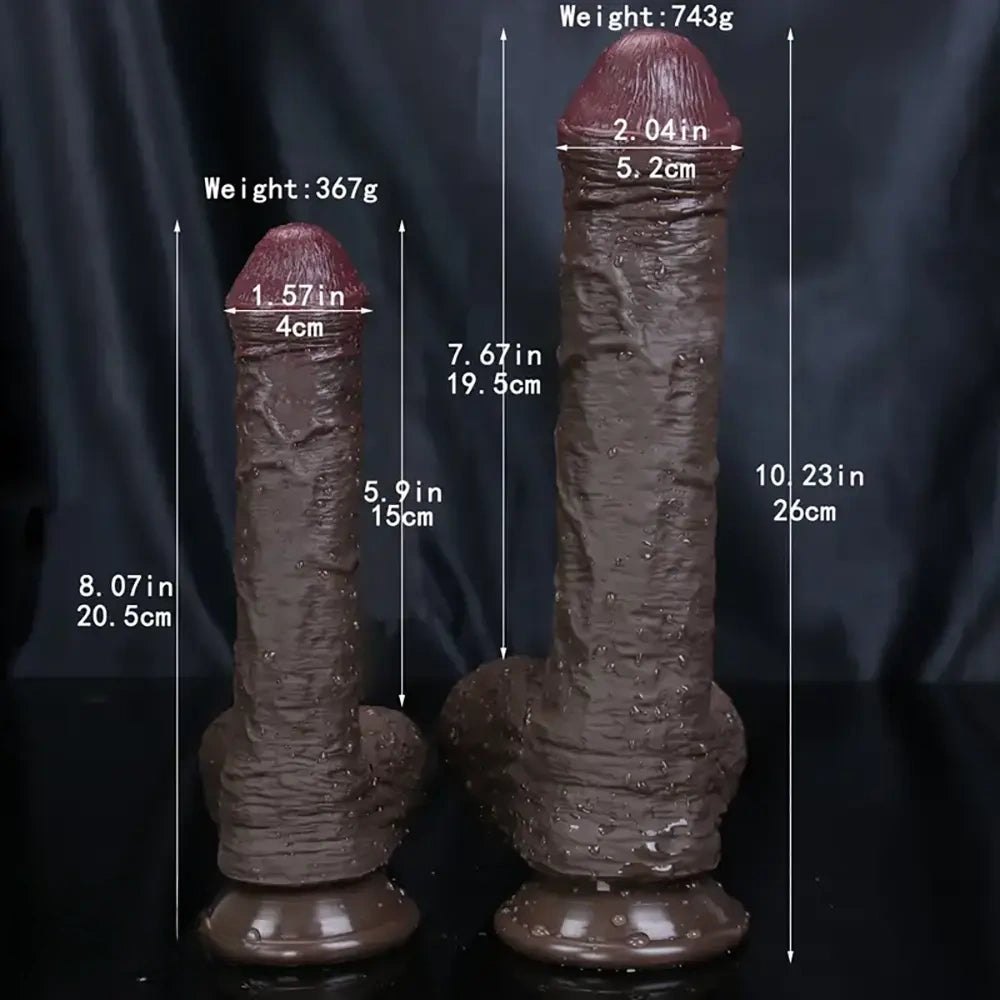Ebony tone realistic silicone dildo, photo 2