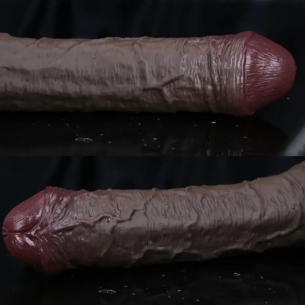 Ebony tone realistic silicone dildo, photo 4