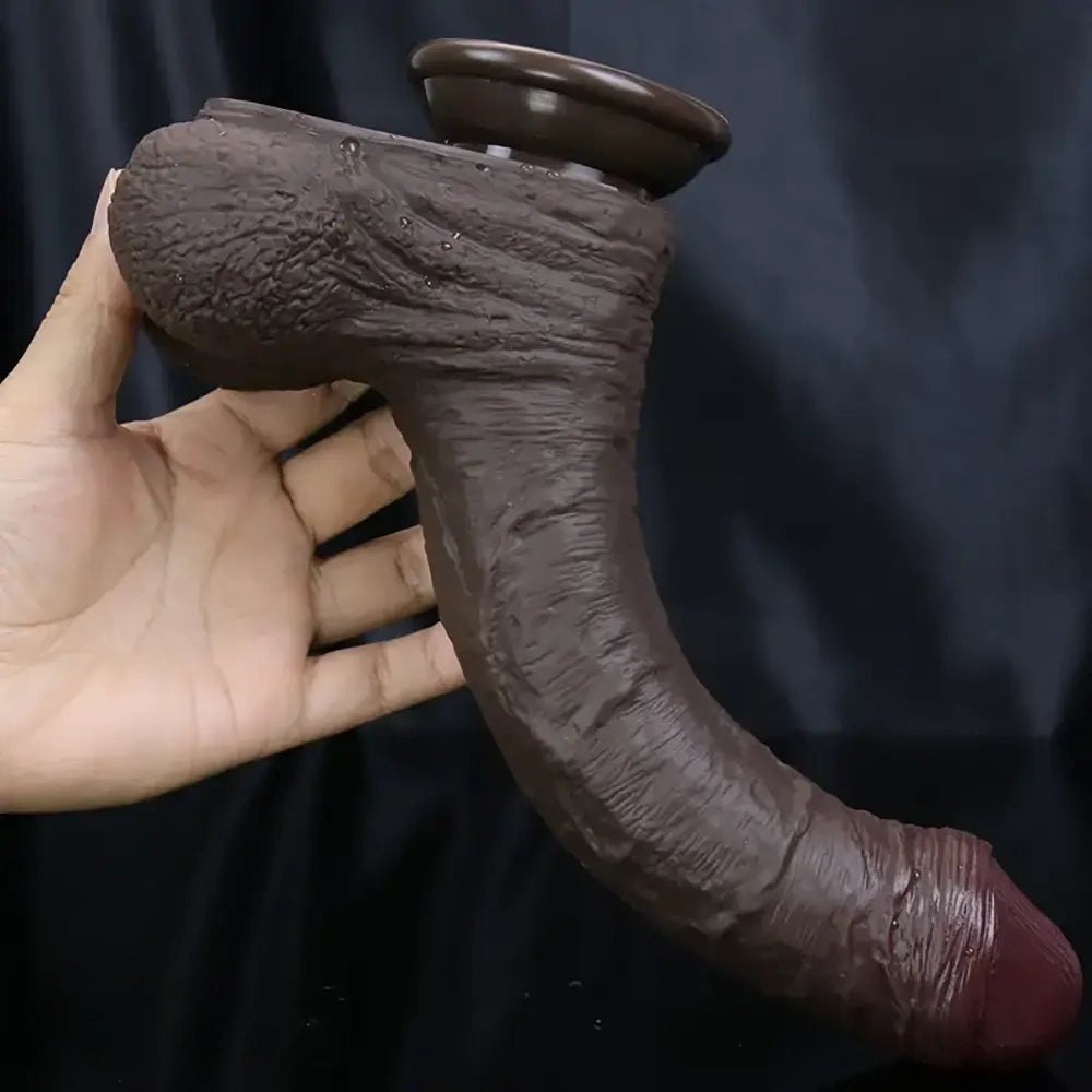 Ebony tone realistic silicone dildo, photo 5