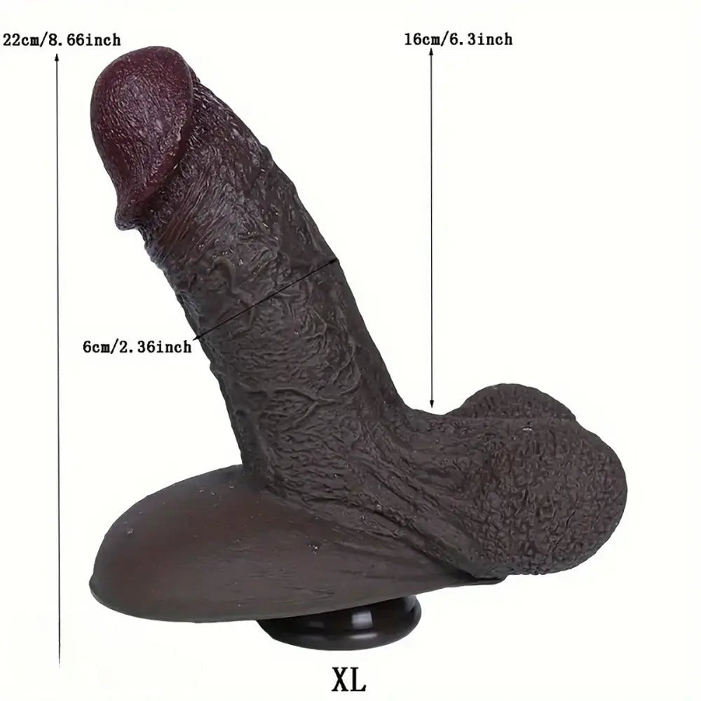 Ebony realistic thick silicone dildo, photo 11