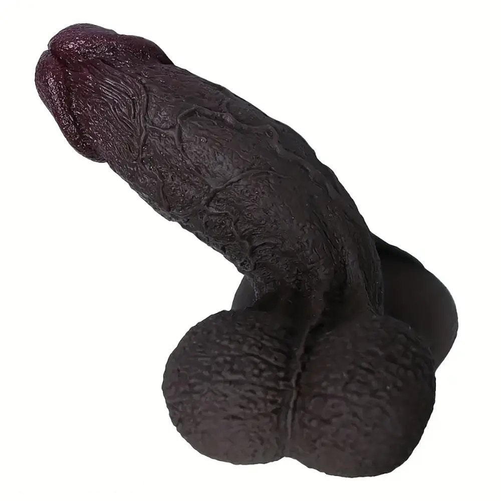 Ebony realistic thick silicone dildo, photo 3