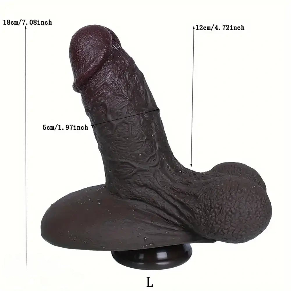 Ebony realistic thick silicone dildo, photo 4