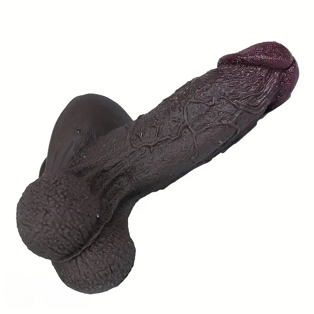 Ebony realistic thick silicone dildo, photo 7