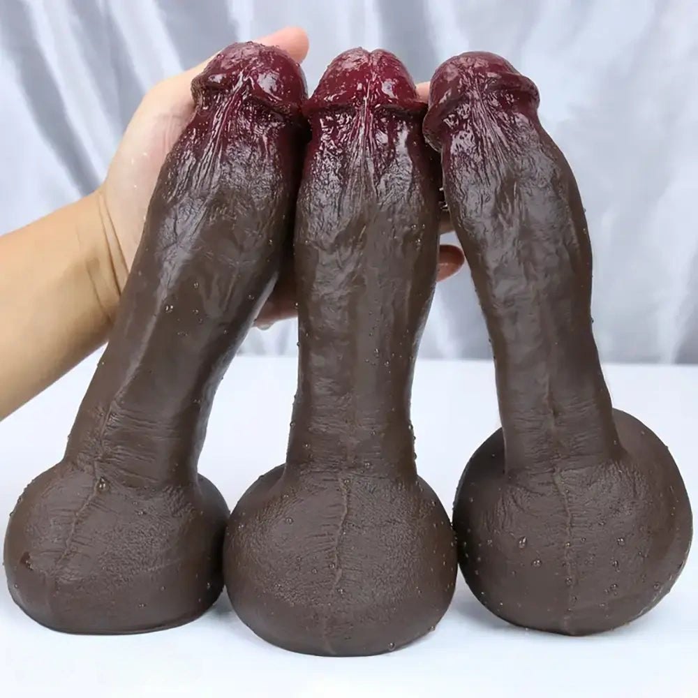 Ebony realistic silicone suction cup dildo, photo 1