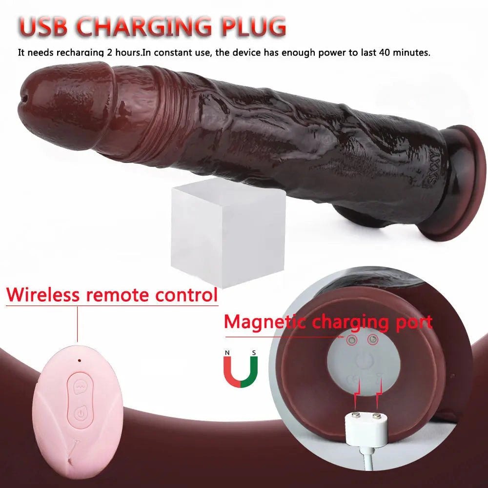 Ebony remote vibrating dildo, photo 1