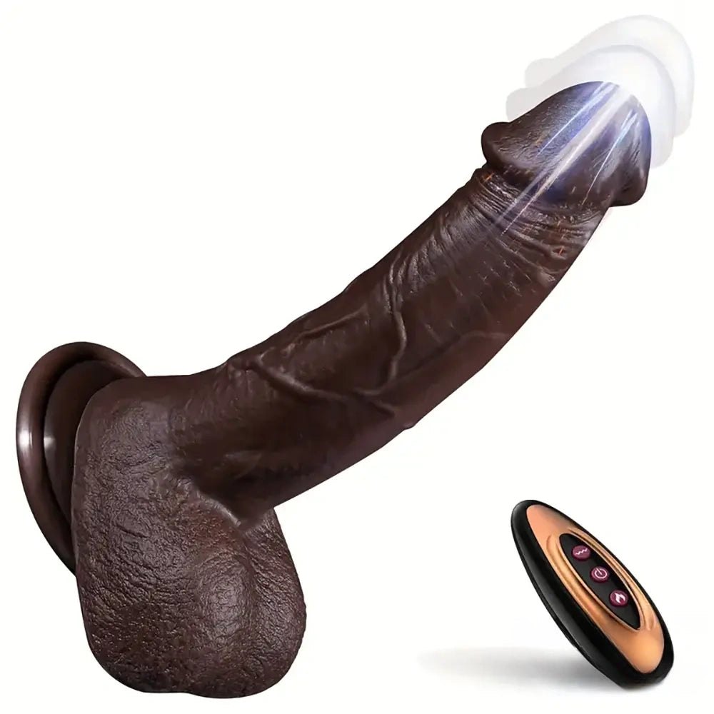 Dark ebony remote vibrating dildo, photo 1
