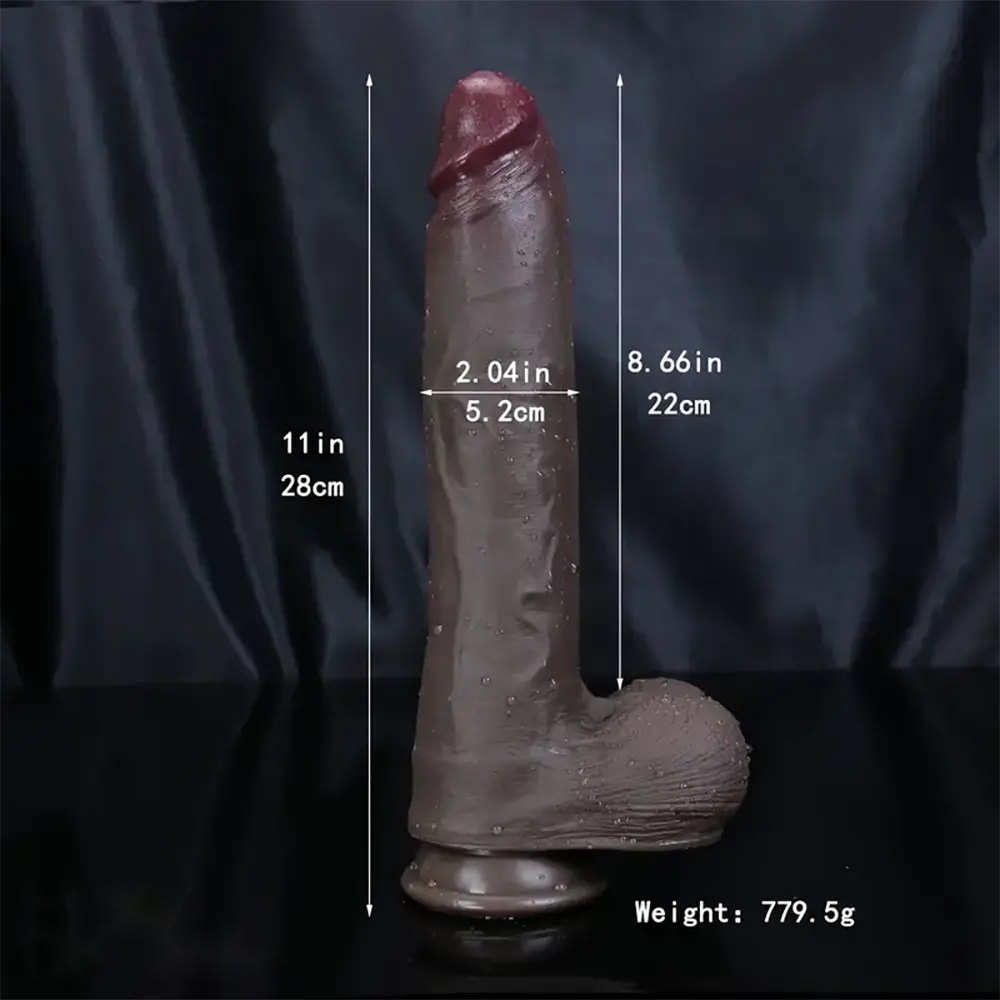 Ebony silicone curved realistic dildo, photo 4