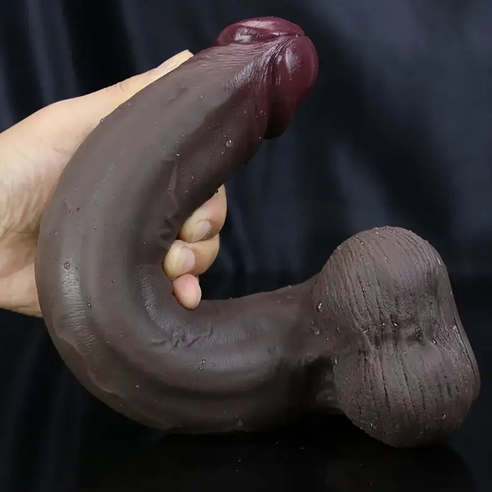 Ebony silicone curved realistic dildo, photo 7