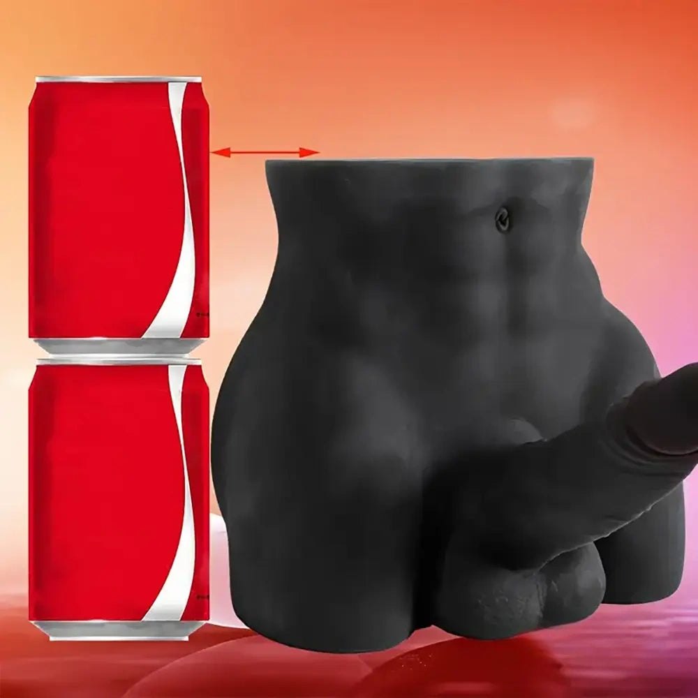 Ebony silicone male torso with attached dildo, photo 1