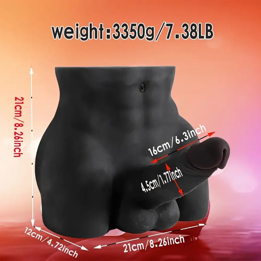 Ebony silicone male torso with attached dildo, photo 2