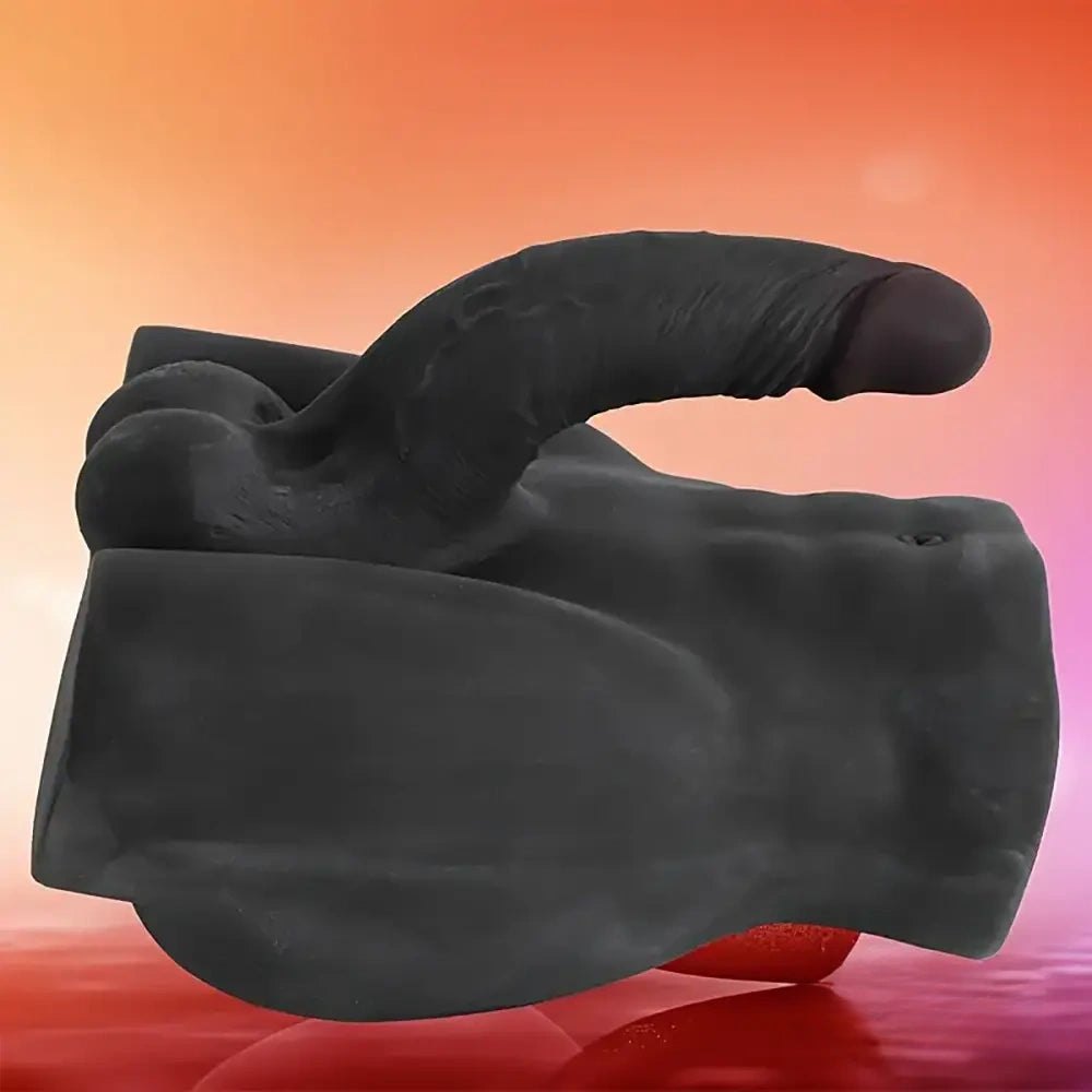 Ebony silicone male torso with attached dildo, photo 4