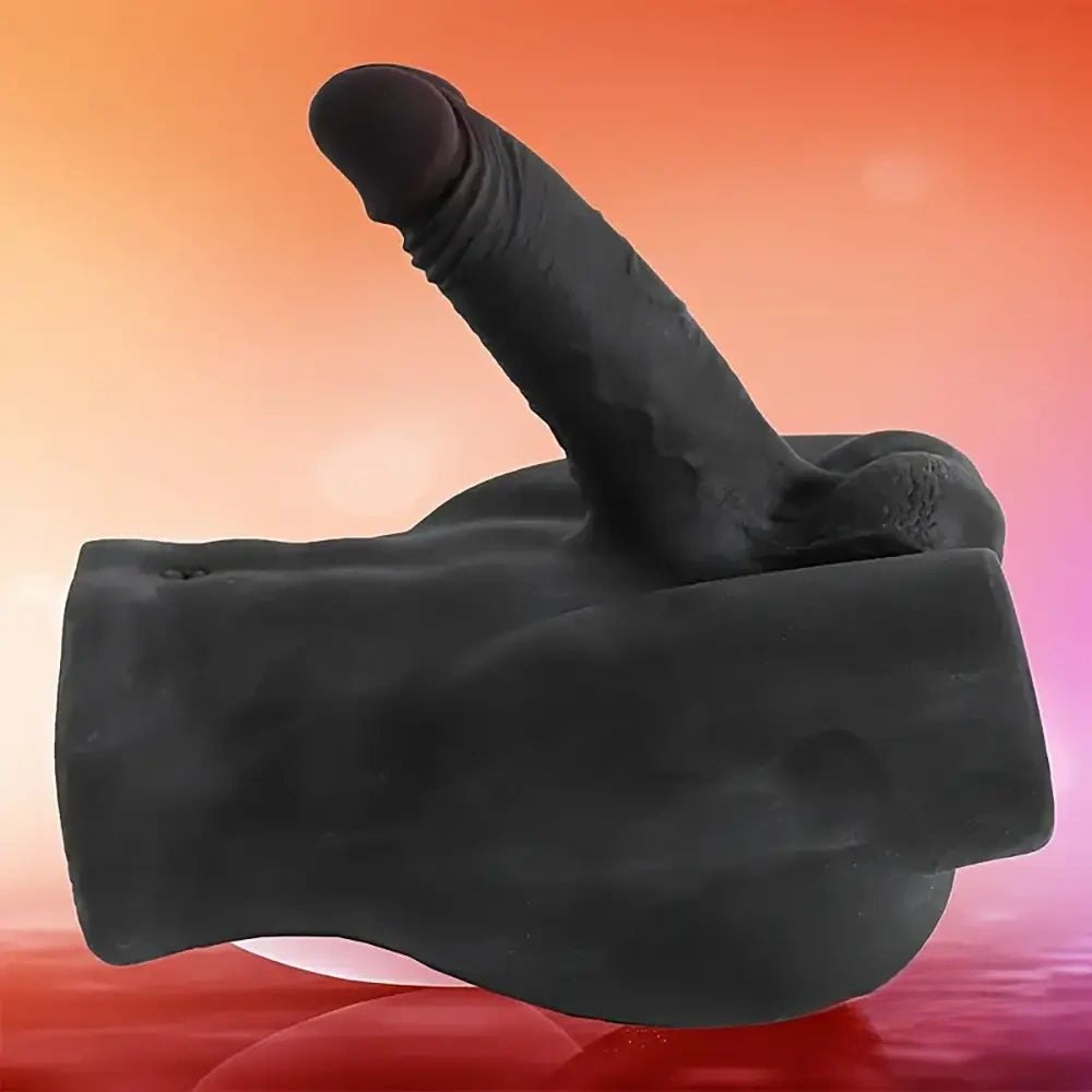 Ebony silicone male torso with attached dildo, photo 5