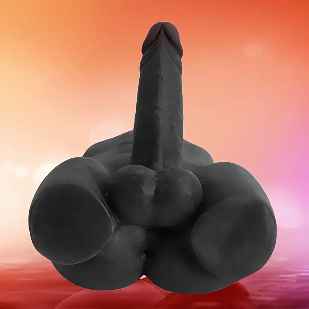 Ebony silicone male torso with attached dildo, photo 6