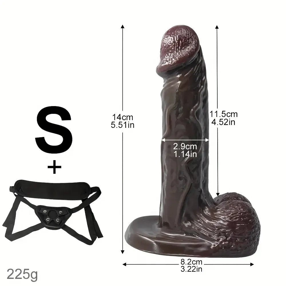 Ebony silicone strap on dildo with harness, photo 6