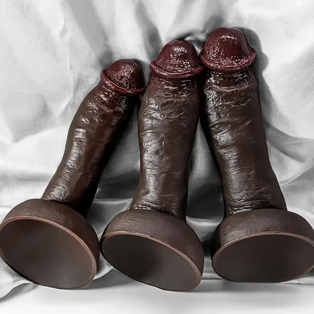 Ebony silicone suction cup realistic dildo, photo 1