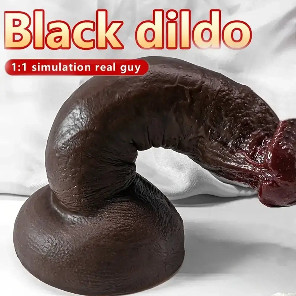 Ebony silicone suction cup realistic dildo, photo 10