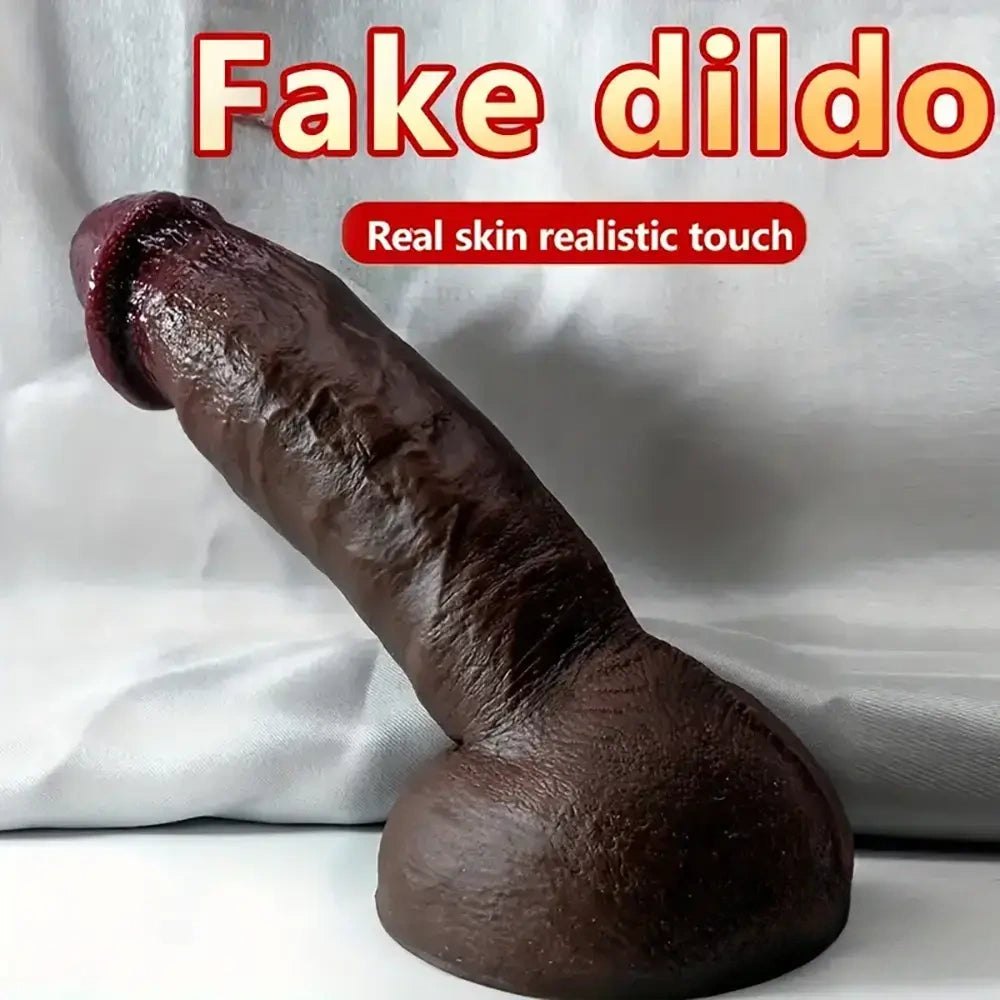 Ebony silicone suction cup realistic dildo, photo 2