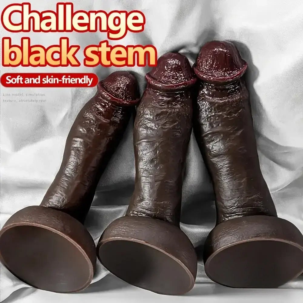 Ebony silicone suction cup realistic dildo, photo 8