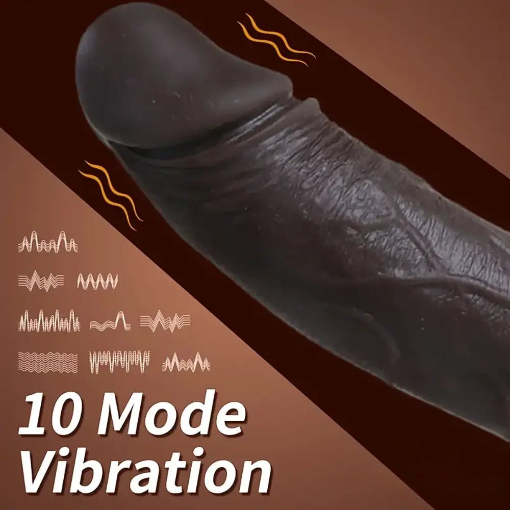 Ebony silicone vibrating dildo, photo 3
