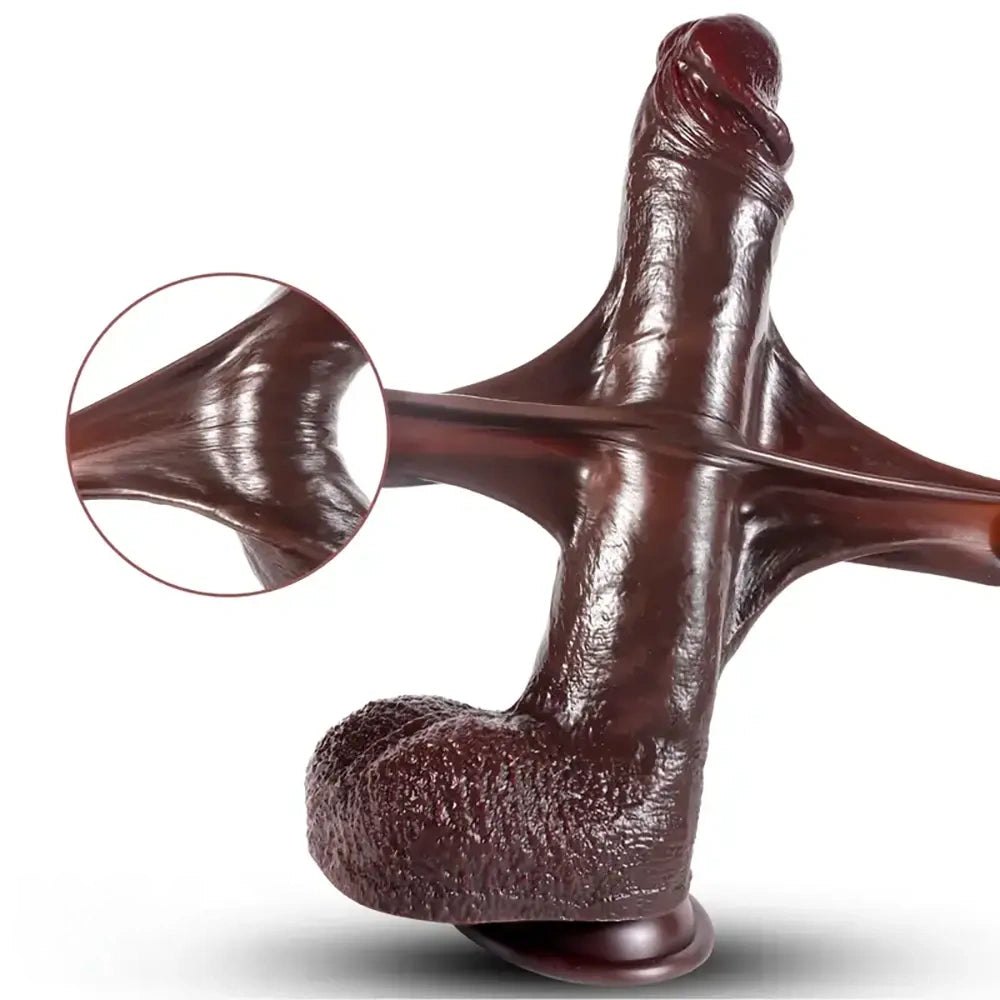 Ebony sliding foreskin silicone dildo, photo 1