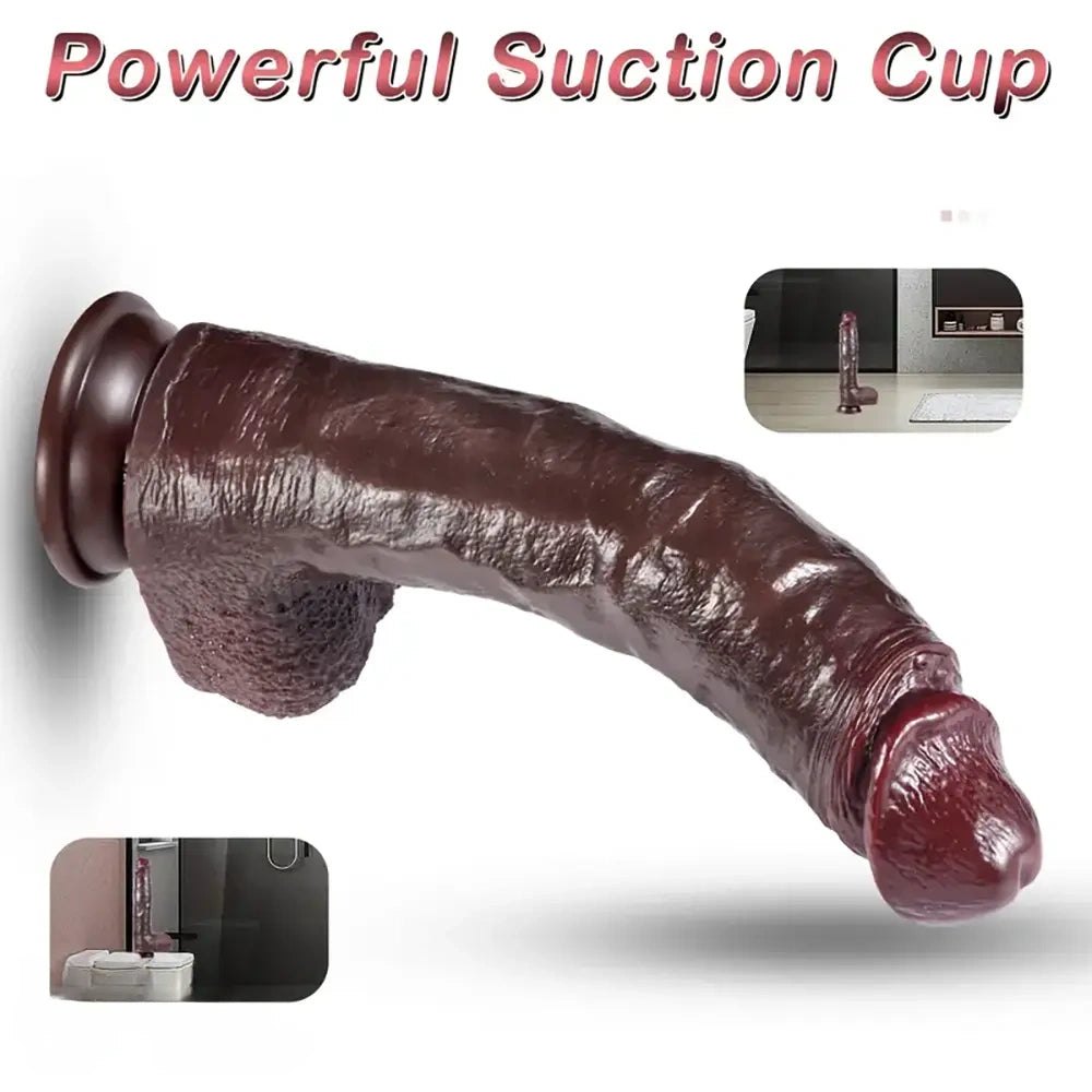 Ebony sliding foreskin silicone dildo, photo 2