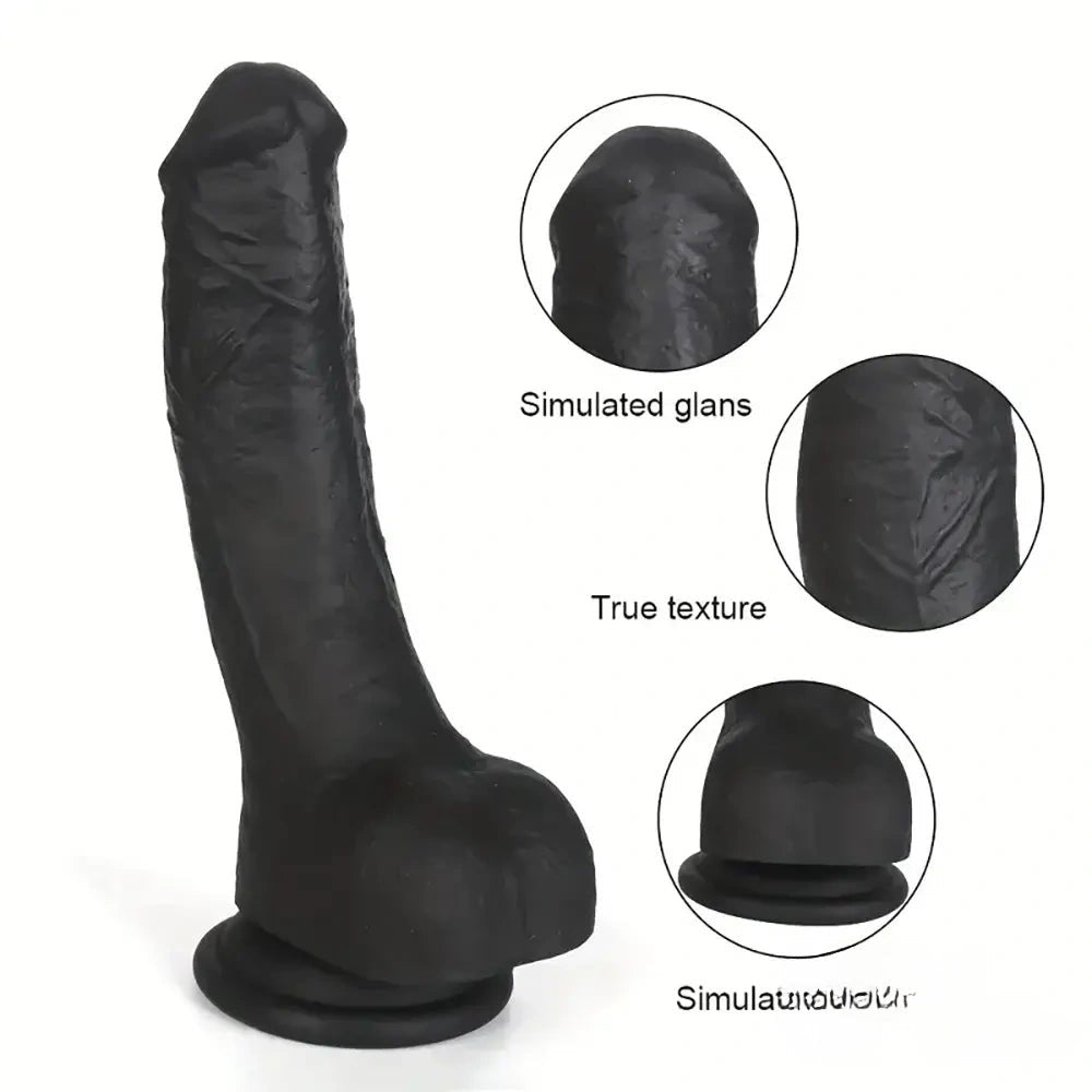Black ebony silicone suction cup dildo, photo 3