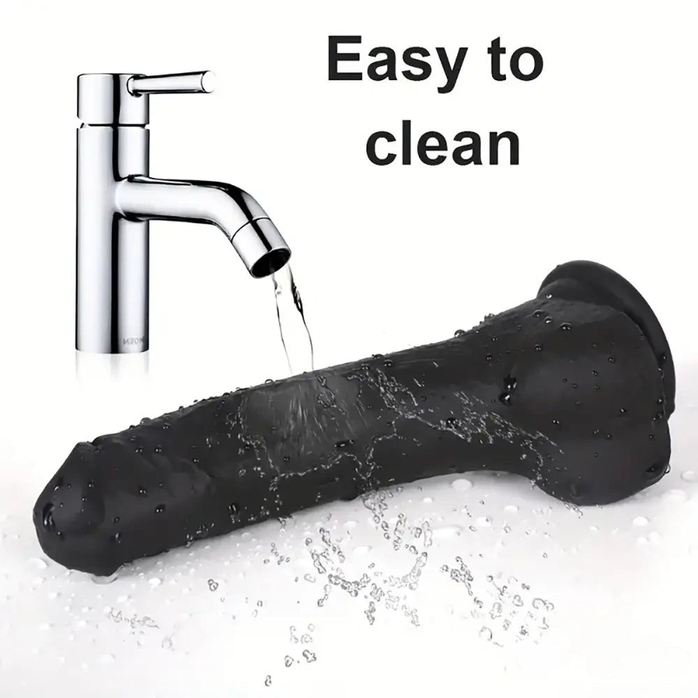 Black ebony silicone suction cup dildo, photo 4