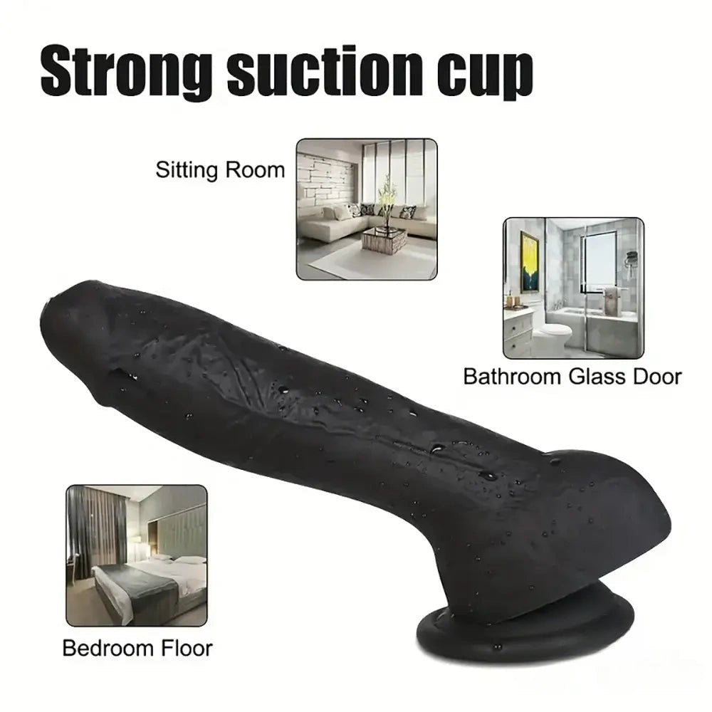 Black ebony silicone suction cup dildo, photo 5
