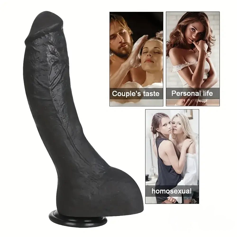 Black ebony silicone suction cup dildo, photo 6