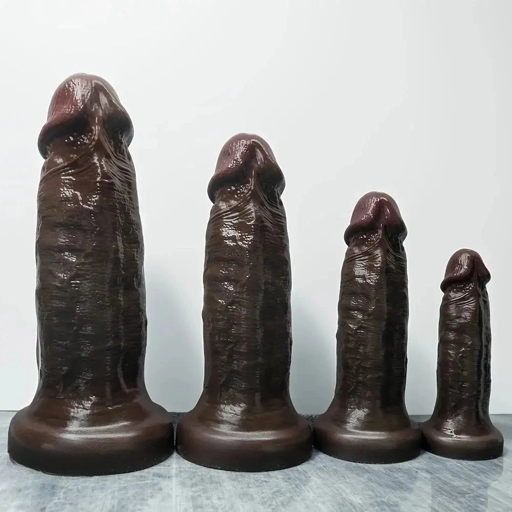 Ebony realistic silicone dildo with suction cup base, photo 1